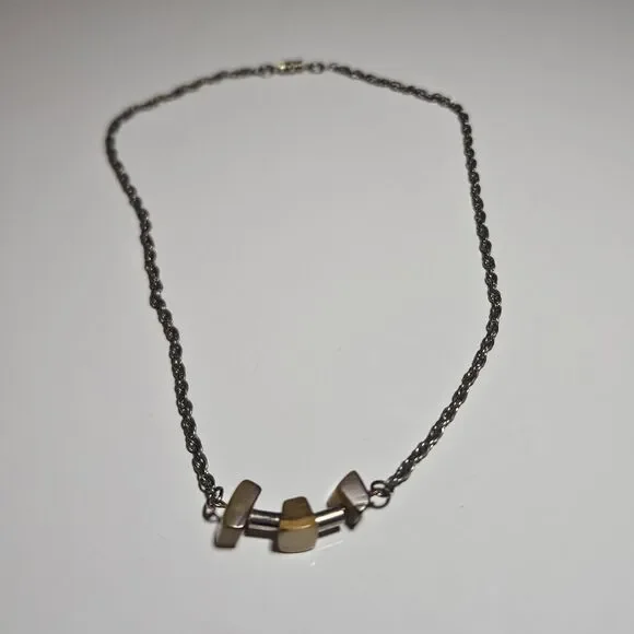 Silver Tone Twisted Chain With Tiger's Eye Necklace 18" - Picture 14 of 14